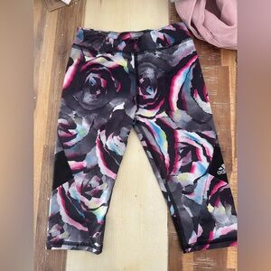 Adidas Kids' Leggings - Black, Pink, and Blue Floral 5